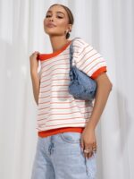 Cocomore Harvey Orange & White Jumper Top - Image 2