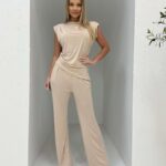 Longoria Beige Top & Trousers Set